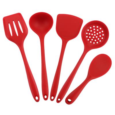 China Factory viable wholesale red 5 piece set household kitchen utensil set kitchen cookware set silicone for sale