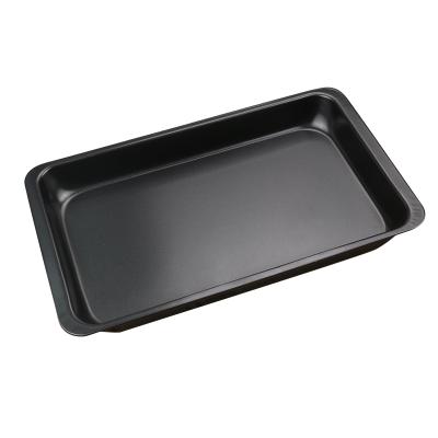 China Non Sustainable Stick Carbon Steel Rectangular Cake Baking Pan Bread Baking Pan Square Black Baking Tray for sale