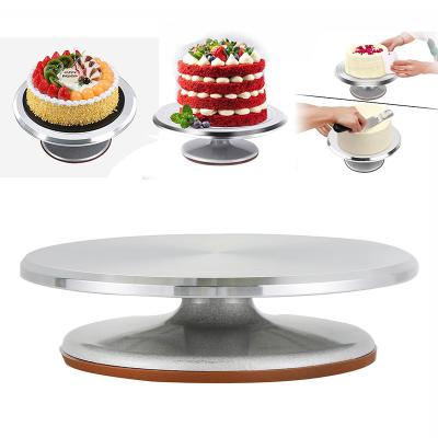 China Sustainable Rotating Aluminum Cake Stand Metal Turntable For Cake Decorating for sale