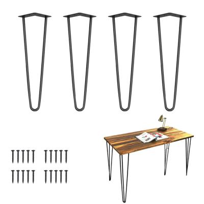 China Wholesale Cheap Furniture Modern Industrial Black Iron 2 DIY Metal Style Rods Coffee Table 28 Inches Hairpin Legs for sale