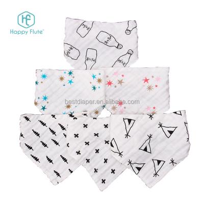 China Viable Happy Groove Cotton Fabric Print Burp Cloth Absorbency Baby Bib Muslin Bandana Top for sale