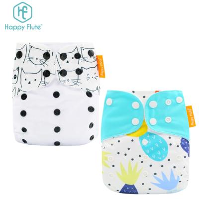 China Happy Dry Cloth Diaper Washable Quick Dry Adjustable Fluted Pocket Baby Printed Baby Diaper for sale