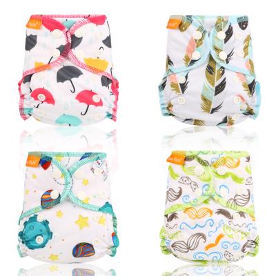 China Happy Groove Printed Bamboo Cotton AIO Cloth Diaper Fit Newborn Reusable Organic AIO Cotton Diapers Diaper for sale