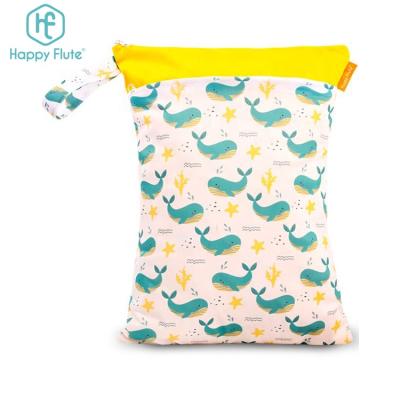 China HappyFlute 1PC Fashion Reusable Waterproof Prints Wet Diaper Dry Bag Pocket Cloth Double Handle Wetbags 30*40CM Wholesale for sale