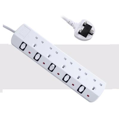 China High Quality Residential / General Purpose Extension Socket UK 5 Ways Extension Socket With Individual Switch for sale