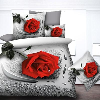 China New Design Home Textile Anti-Static Duvet Cover Set Floral Cotton Bed Sheet 3D Printing Bedding Set Luxury for sale