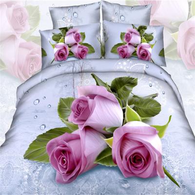 China Anti-Static Luxury Home Textile New Design Duvet Cover Set Cotton Bed Sheet 3D Bedding Set Floral Printing for sale