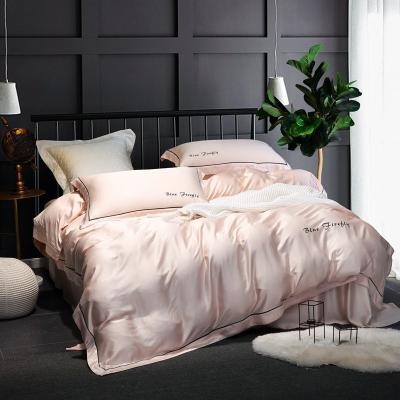 China Wholesale Anti-static Soft Luxury 100% Tencel Bed Sheet Bamboo Fiber Bedding Set With Embroidery For Hotel And Home for sale