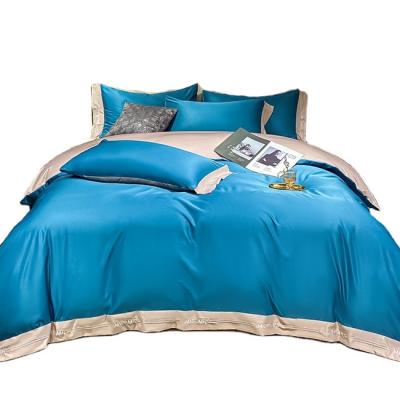 China Luxury Wholesale Disposable Embroidery Satin Queen Bed Sheet Quilt Cover Bedding Set For Hotel for sale