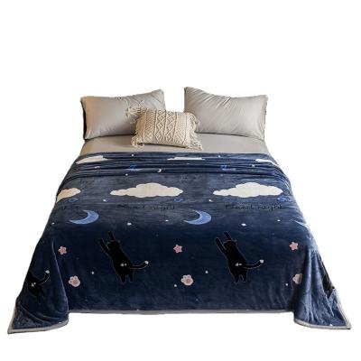 China Folded Flannel Throw Blanket Customized Soft 100% Polyester Fleece Blanket With Print for sale