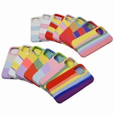 China Rainbow Shockproof Soft Liquid Thin Protective Cover Silicone Anti-scratch Phone Case Dirty Resistant Cover for iphones for sale