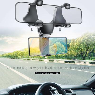 China 360 Adjustable Rotating Car Rearview Mirror Cell Phone Holder Flexible Adjustable Mobile Phone Holder for sale