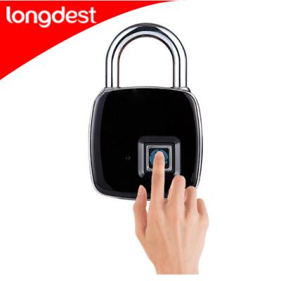 China Indoor& Factory Supply Small Padlock Black Color Fingerprint Outdoor Smart Keyless Lock Protection Security Hardware for sale