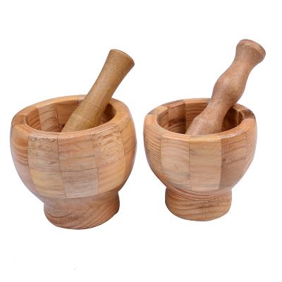 China Sustainable Natural Bamboo Garlic Mortar and Crush Bamboo Garlic Grinders for Pill Crushing and Grinding for sale