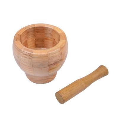 China Wholesale Wooden Garlic Crusher Useful Tools Bamboo Mortars Pestles For Kitchen for sale