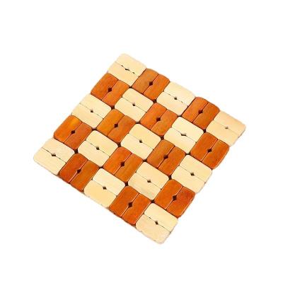 China Sustainable Eco - Friendly Bamboo Square Heat Resistant Table Pads Cup Mat Bamboo Insulation Pad for sale