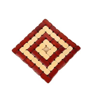 China Sustainable Heat Resistant Pan Pads Hot Dishes Pot Racks Kitchen Table Place Mat Bamboo Coaster for sale