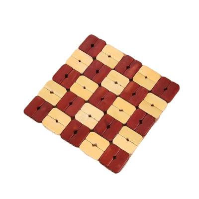 China Creative Sustainable High Quality Bamboo Square Kitchen Bowl Teapot Pads Pot Holders Warm Heat Resistant Mat for sale