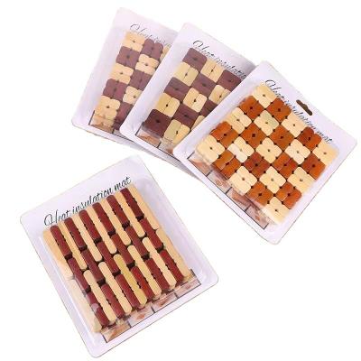 China Viable Bamboo Wooden Tool Coaster Kitchen Table Pot Pad Heat Insulation Anti-Scalding Pad for sale