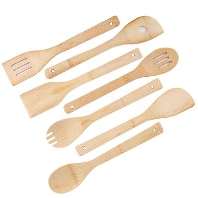 China Eco-friendly Bamboo Cooking Set Tools Shovel Spoon Multiple Sustainable Bamboo Kitchen Utensils Set for sale