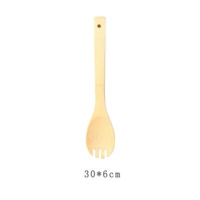 China Sustainably Customized Cooking Bamboo Wooden Mein Spoons Pouch Set With Long Handle for sale