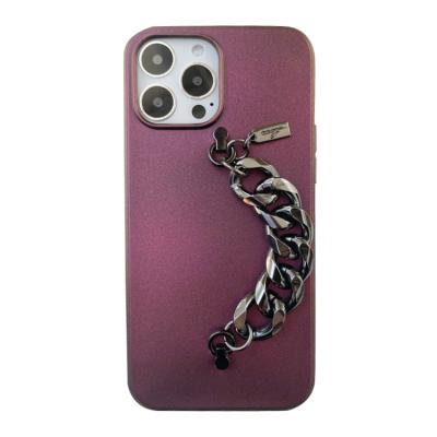 China With Stand Deep Bay Phone Case With Metal Chain Bracelet Wrist Phone Case for sale