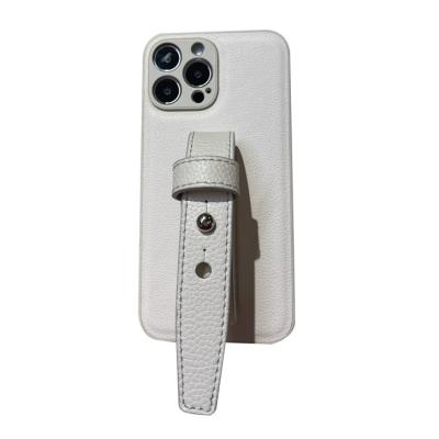 China With Holder Vintage Handmade White Leather Old Phone Case With Belt for sale