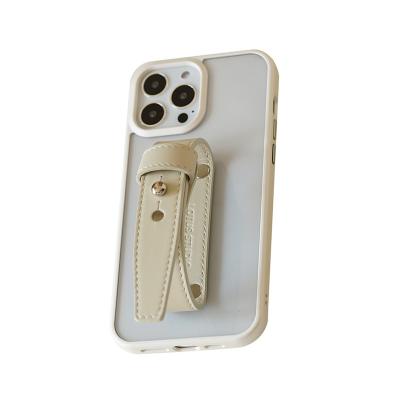 China With stand easy-grip case with white transparent dots leather belt original designed for iphone case for sale