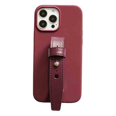 China With Stand Silicon Deep Bay Phone Case With Dots Leather Blet for sale