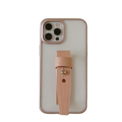 China With stand easy-grip case with dots leather belt transparent rose original designed for iphone case for sale