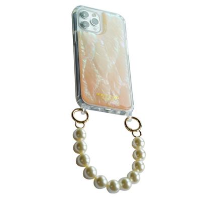 China With backing natrual shell case with pearl handle for iphone case for sale