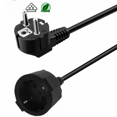 China 2 Pole europlug flame retardant schuko extension power cord with electrical copper conductor cords and mains plugs power plug cord for sale