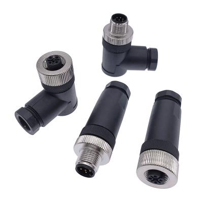 China Automotive 4 5 8 Pin Wire Panel Connector Screw Threaded Coupling A Type Sensor Male Female Connector Plug M12 Waterproof Connectors for sale