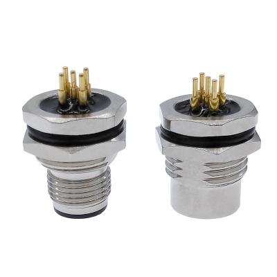 China Automotive Front Nut Flange Plug 4 Screw 5 8pin Threaded M1216 M12 Connectors Sensor Connector Mating Waterproof PCB for sale