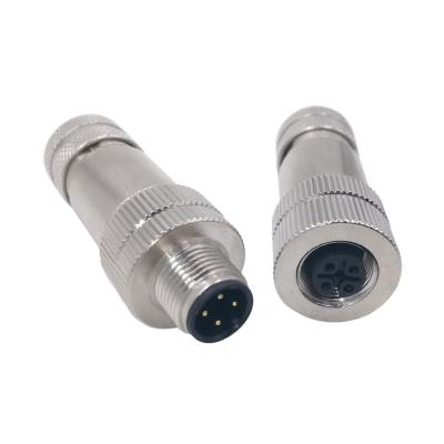 China 4pin 5pin 8pin Automotive Signal Shielding Screw Metal Plug Threaded M12 Cable Connector Mating Sensor Connector for sale