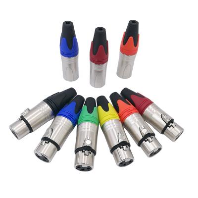 China Black Yellow Green Blue Red Orange Microphone Connector Power XLR Plug 3pin Loudspeaker Connector Audio Male Connector Color DIY MIC for sale