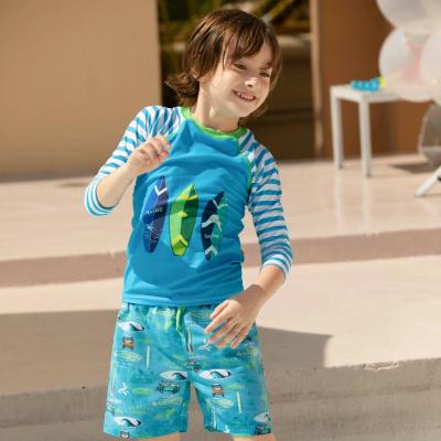 China Kids Eco-friendly Anti-UV Boys Summer Rashguard Set Kids Swimwear Anti-UV Printed Solid Color for sale