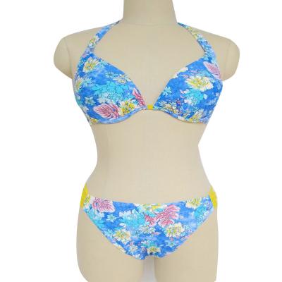 China Removable Padded Elastic Swimwear Plus Size Adult Women Halter Plus Size Bikinis New Plus Size Swimwear for sale