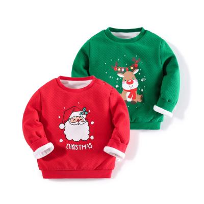 China Santa Claus Deer Christmas Children's Thick Sweatshirts Long Sleeve Pullover Air Cotton Breathable Fleece Hoodie for sale