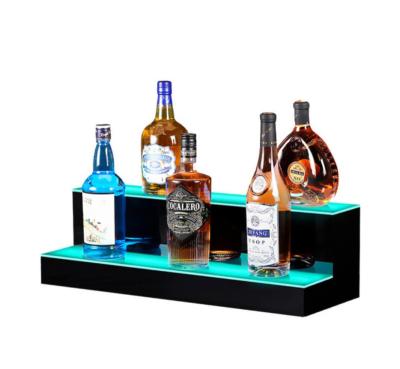 China Plastis (PMMA) Double-Layer Led Illuminated Acrylic Wine Rack Display Rack for sale