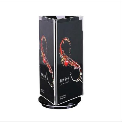 China Mordern Beverage Card Table Card Display Triangle Desktop Acrylic Rotating Three Position Card for sale