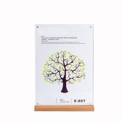 China Strong magnetic vertical vertical horizontal section t-type version acrylic talking sign display stand with wooden base for sale