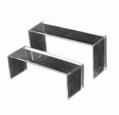 China Acrylic U-shaped Plastis Display Rack Two-Layer Plastic Narrow Stool Stand for sale