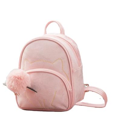 China Cloth with velvet nap new cat autumn and winter soft soft plush girl satchel Korean cute crystal backpack bag for sale