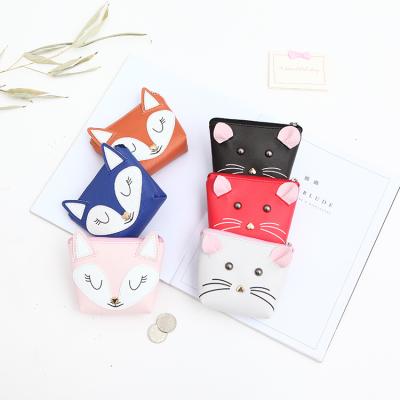 China New Fashion Design Popular Daily Use Cute PU Cartoon Material Animal Prints Small Cat Little Girl Money Mouse Coin Purses for sale