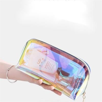 China Fashion Summer Travel Laser Makeup Bag For Ladies Fashion To Beauty Makeup Clutch Bag Bridesmaids Gifts Semicircle Cosmetic Bag for sale