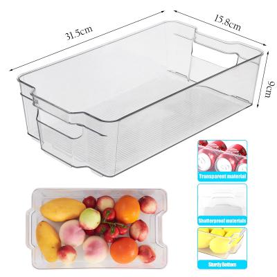 China Sustainable Pantry and Fridge Organizer Bins for Kitchen and Cabinet Storage Food Stackable Bins with Handles for sale