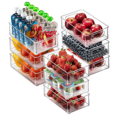 China Freshness Preservation Set Of 9 Refrigerator Storage Set Multiple Sizes Plastic Kitchen Crisper Drawer Classification Containers for sale