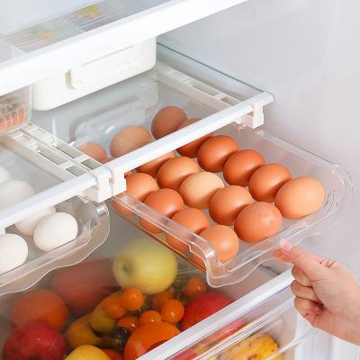 China Viable BPA Free Plastic Fridge Egg Storage Box Food Storage Drawer Egg Box Storage Boxes And Bins Eco-friendly for sale