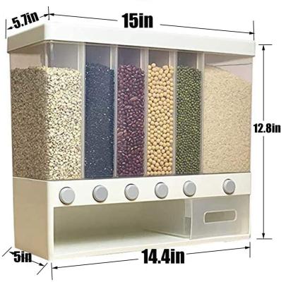 China Automatic Freshness Storage Wall Rice Bucket Rice Dispenser Mounted Dry Food Storage Container Grain Storage Food Dispenser Rice Bucket With Lid for sale